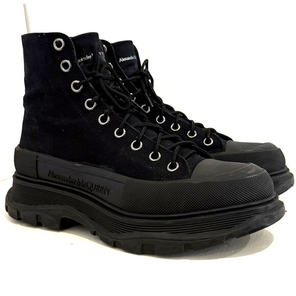 Alexander McQueen Black Canvas High Top Boots Chunky Lug Sole Sneakers EU 43.5 main image 15